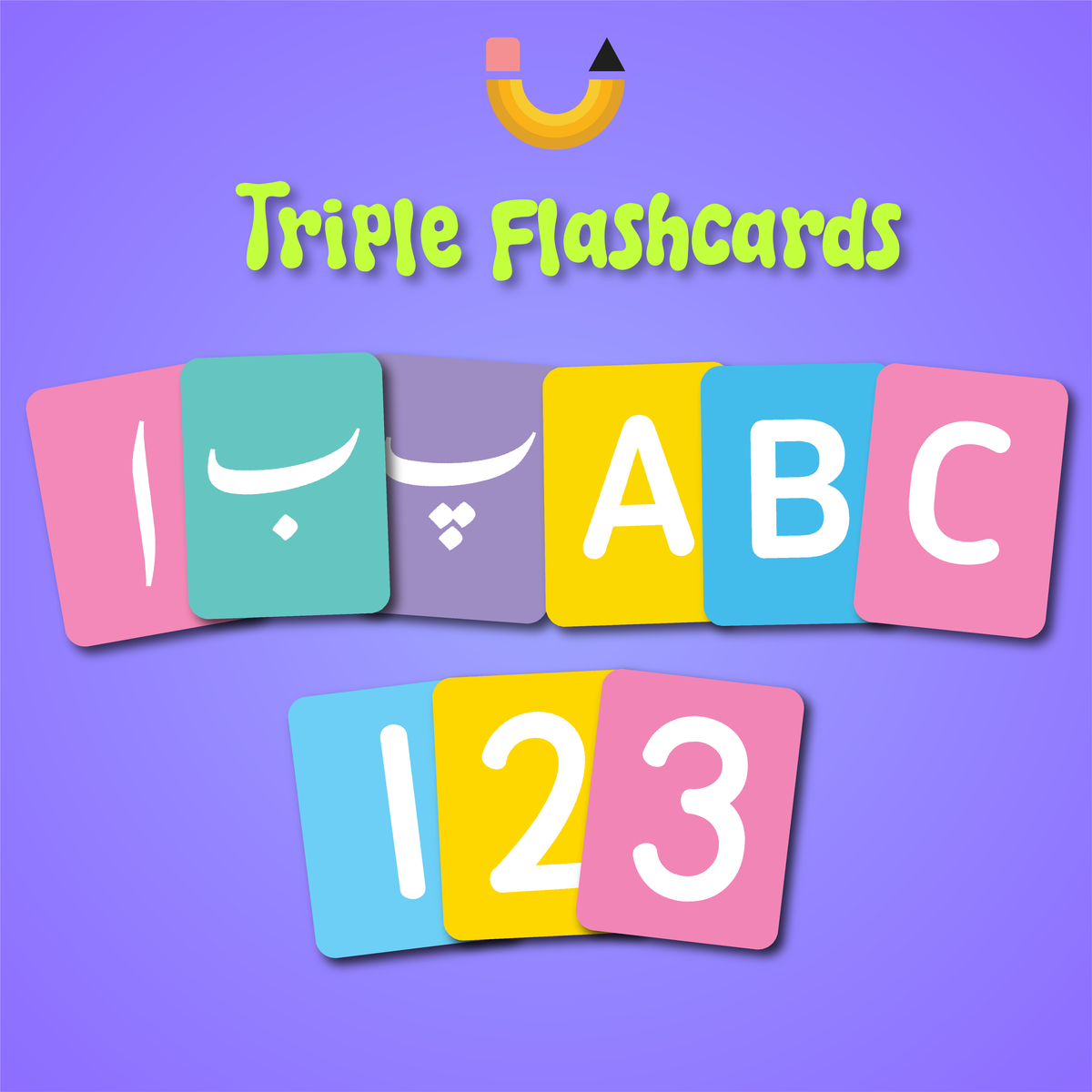 Triple Flashcards - English, Urdu & Maths (1-20) for Kids | Pakistan
