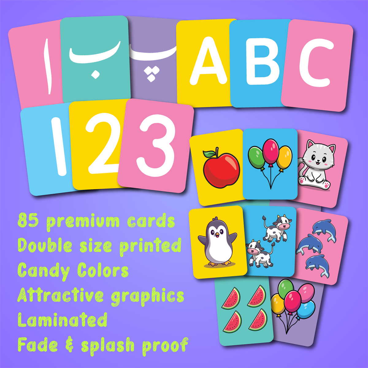 Triple Flashcards - English, Urdu & Maths (1-20) for Kids | Pakistan