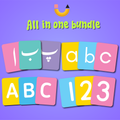 All in one bundle |  English (lower & uppercase), Urdu & Maths (1-20) for Kids | Pakistan