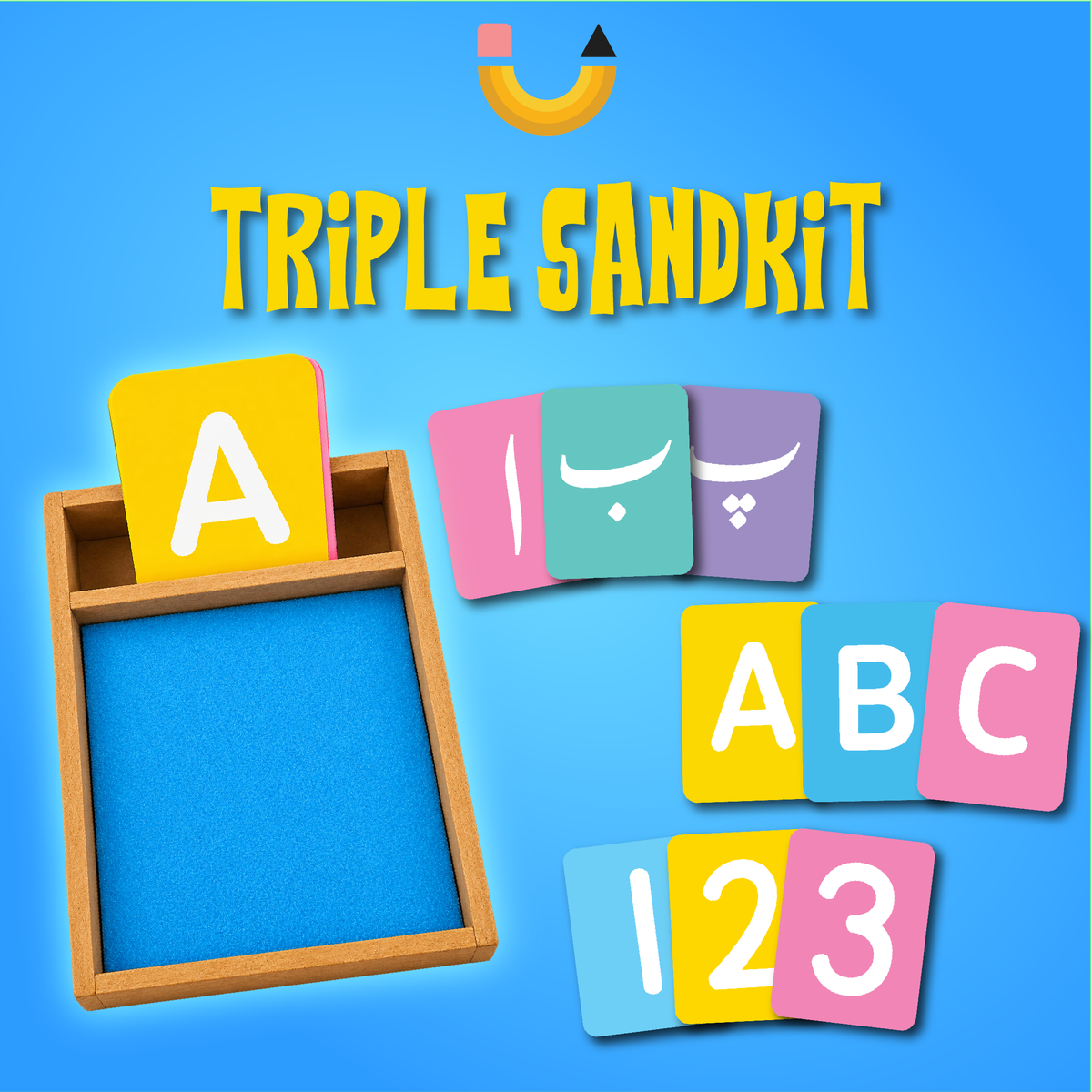 Triple SandKit - English Urdu Maths sensory learning kit | Pakistan